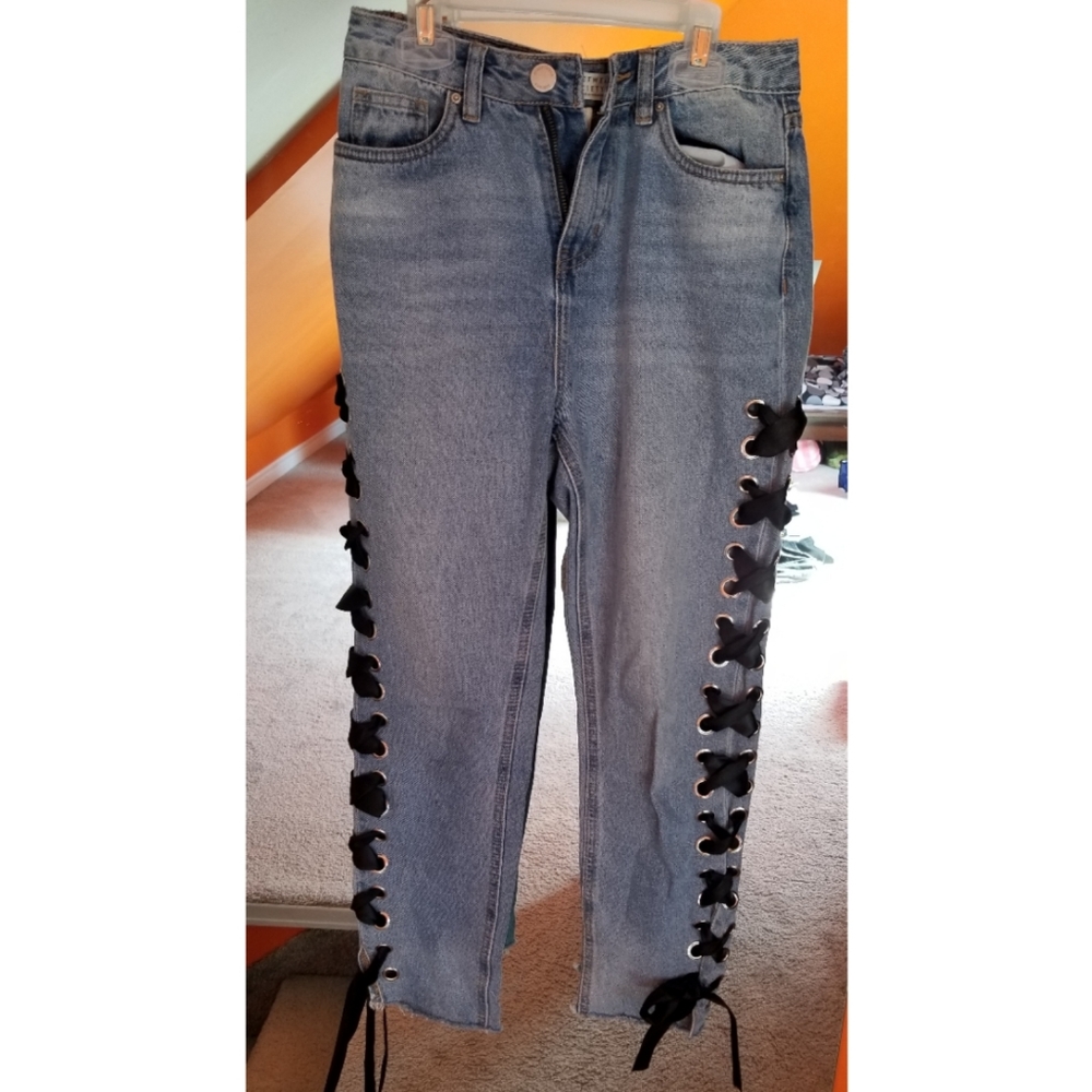 Cute Ribbon Lace Up Jeans